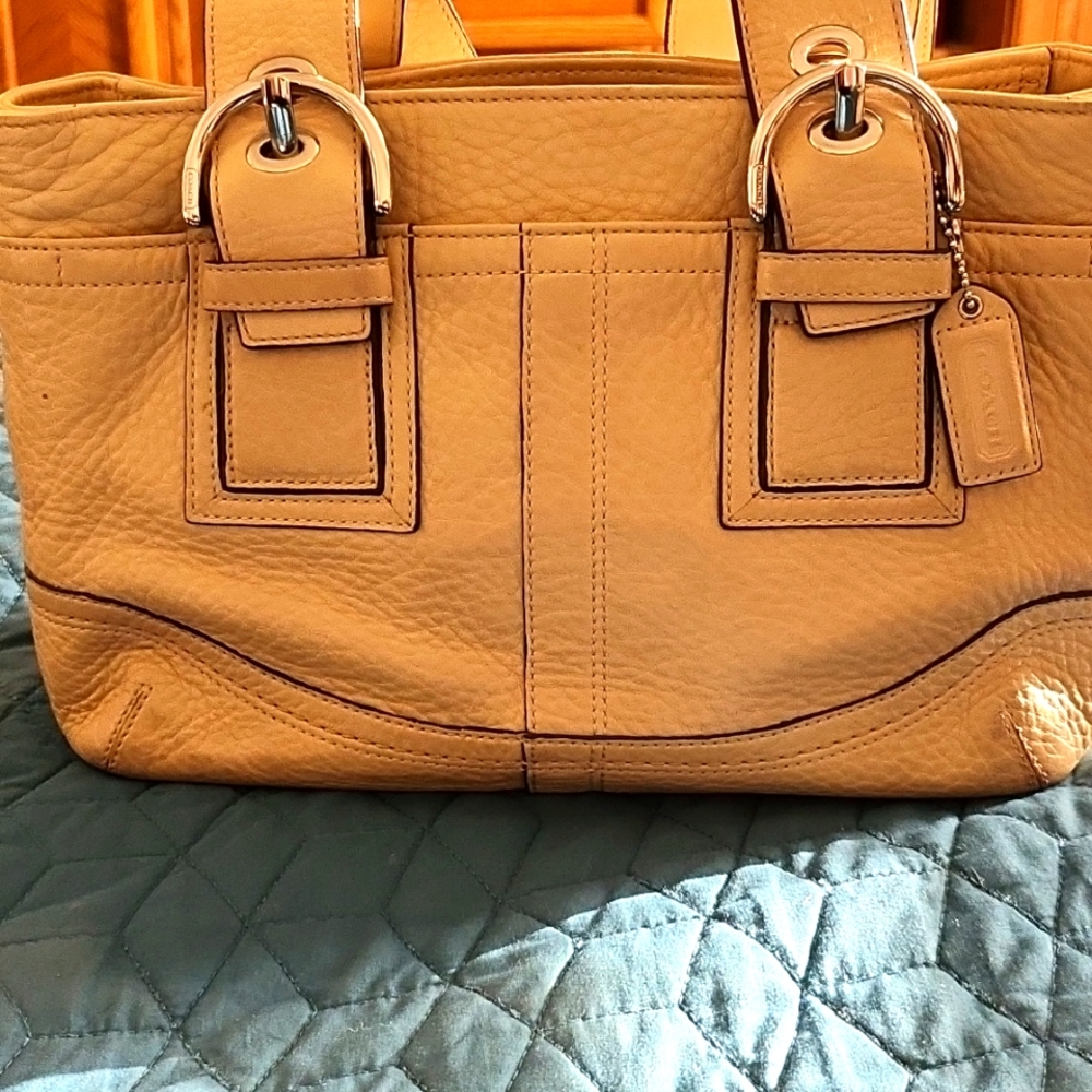 Coach cream pebbled leather handbag